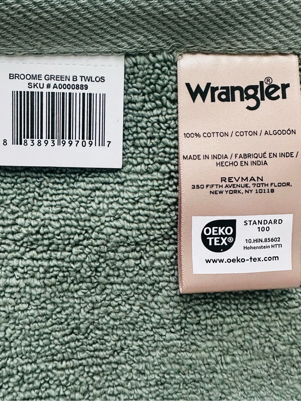 Wrangler 8 Pc Bath Towel Set NWT Broome Green Textured 2 Bath 4 Wash 2 Fingertip